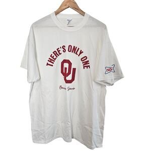 Oklahoma University OU T-Shirt Mens XL White Red Basketball Game Day Sooners